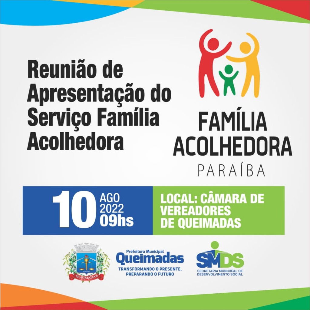 Convite: reunião de apresentação do Serviço Família Acolhedora Paraíba